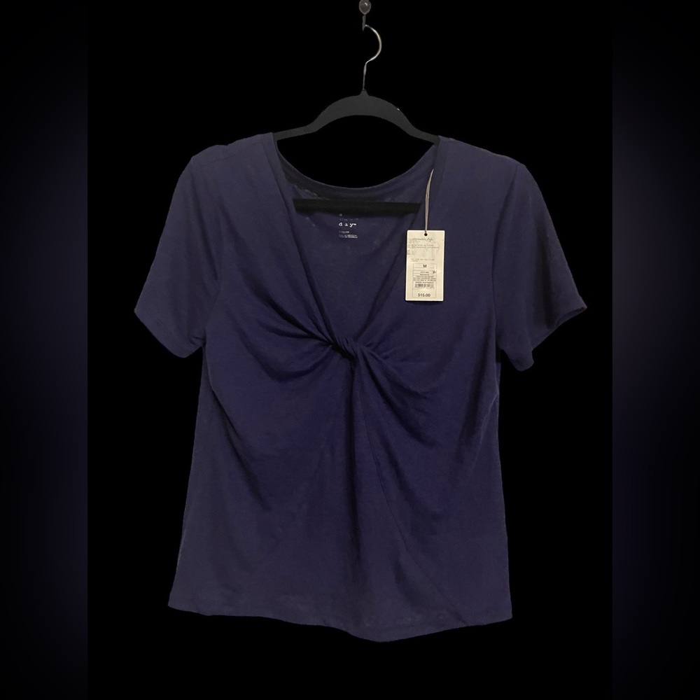 NWT A New Day Women's Short Sleeve V-Neck Linen T-Shirt- Size M